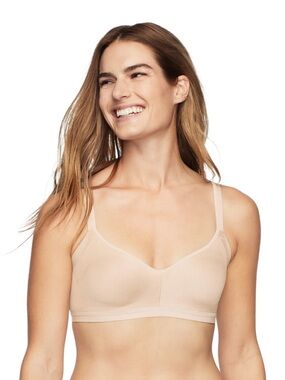 Warners Easy Foes It size 3X  Wireless Comfort Bra in Nude-NWT